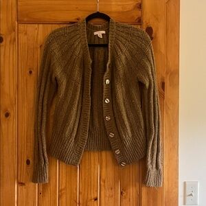 Lux Olive Green Cable Knit Button-Front Cardigan